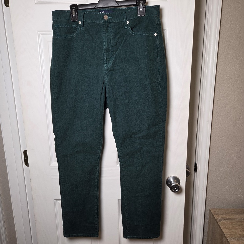 Gap sz 14/32R high rise Vintage Slim emerald green corduroy pants fall casual